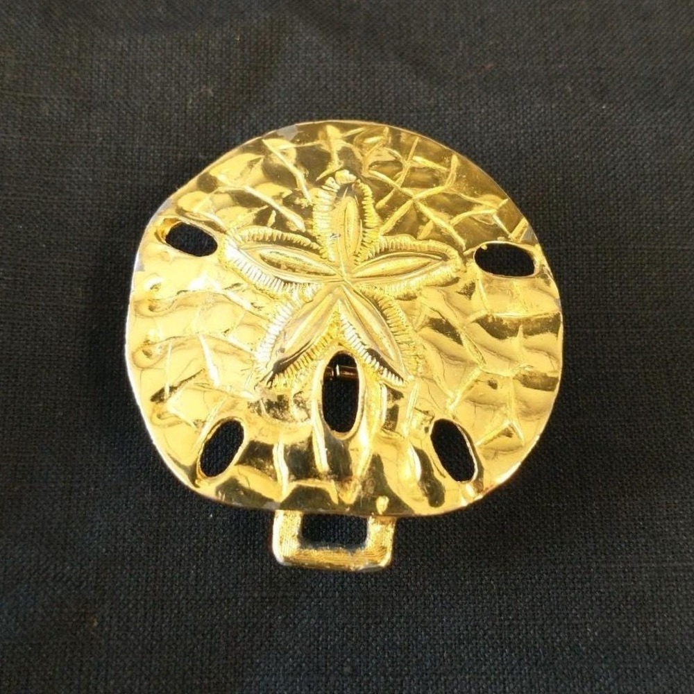 Vintage Dotty Smith Sand Dollar Gold Tone Belt Buckle Retro Nautical Replacement